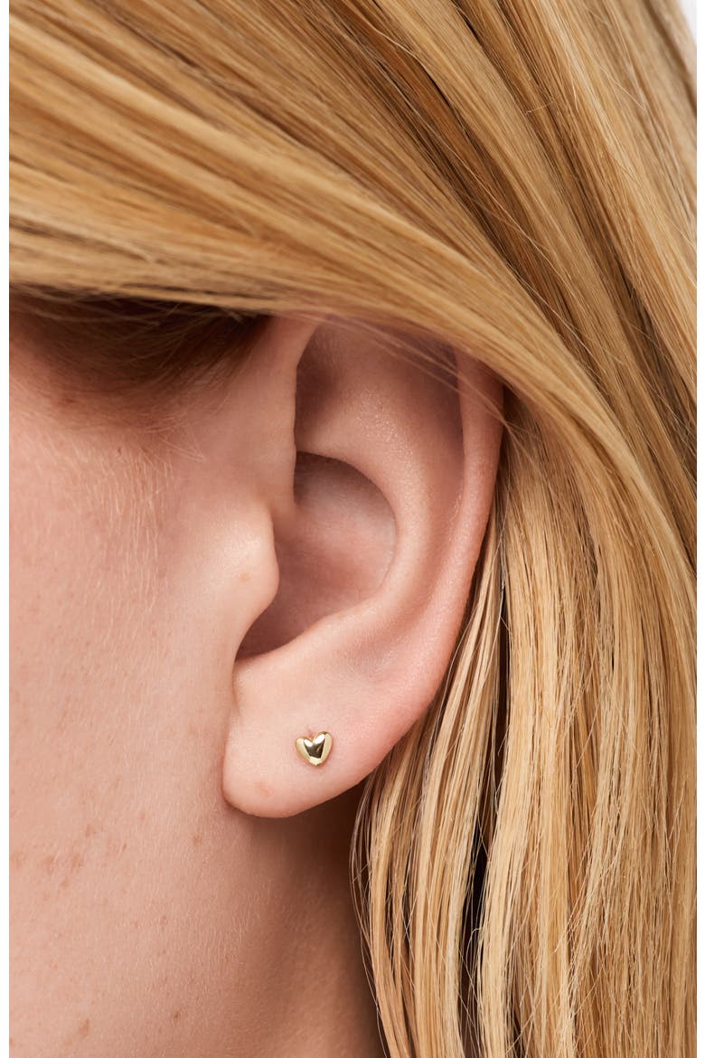 Solid Yellow Gold - Heart Flatback Studs, Alternate, color, Gold