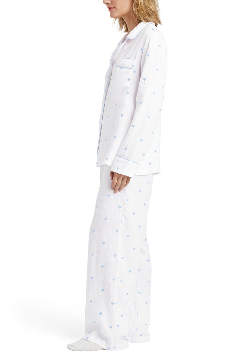 Splendid Lottie Love Cotton Gauze Pajamas, Alternate, color, White/ Bleach Indigo