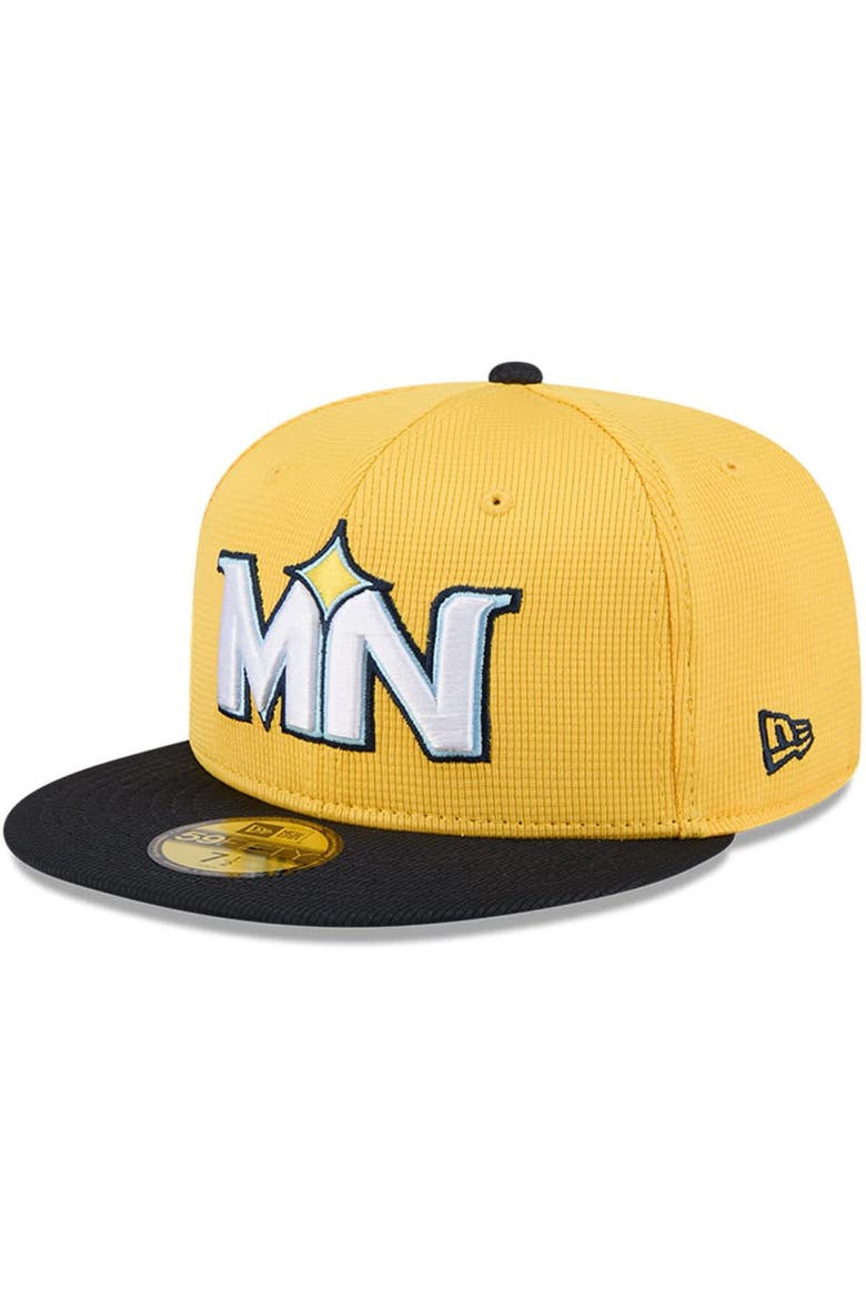Men's New Era Yellow/Black Minnesota Twins City Connect Batting Practice 59FIFTY Fitted Hat, Main, color, Gold