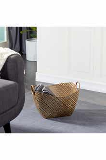 VIVIAN LUNE HOME Large Gold Metal Basket - 16.75" X 11.5
