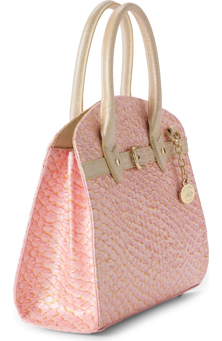 Brahmin Rosetta Embossed Leather Satchel, Alternate, color, Pink