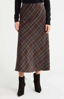 Brushed Plaid A-Line Skirt