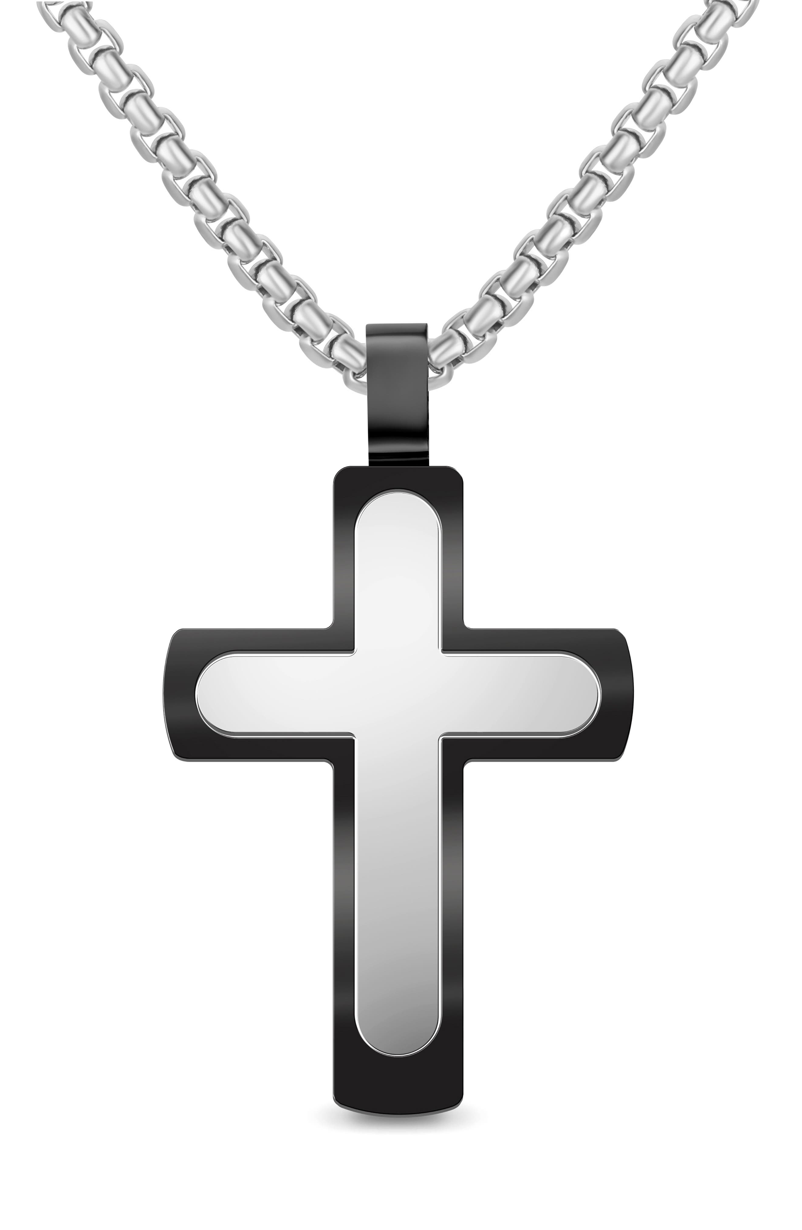 EDFORCE Men's Two Layer Cross Necklace
