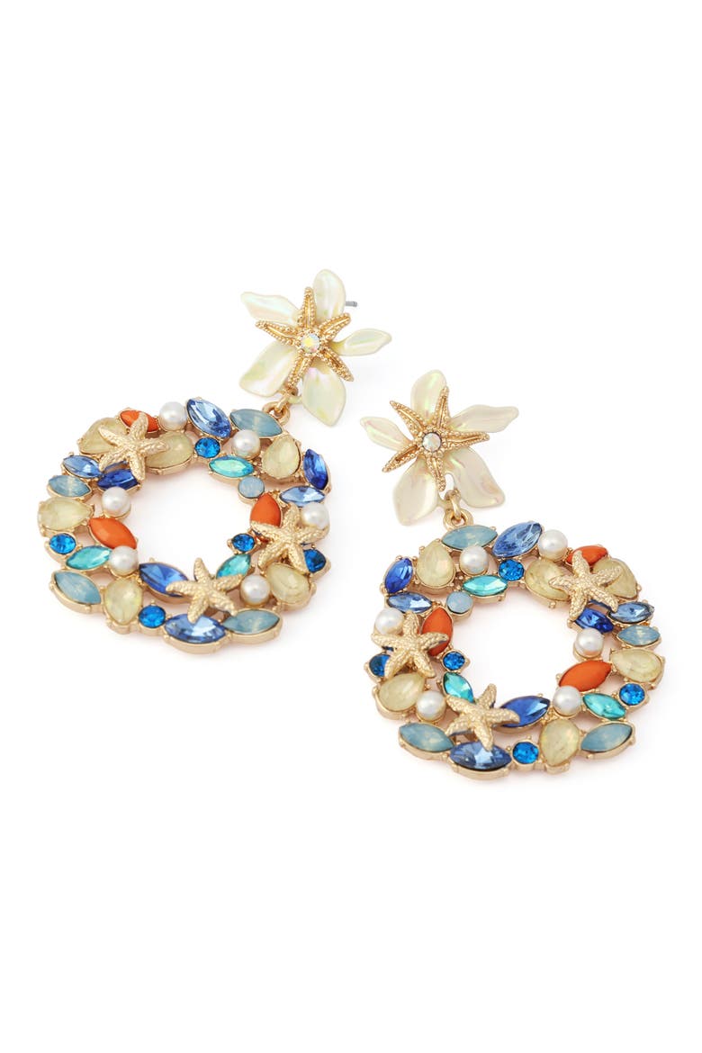 Starfish Doorknocker Earrings, Alternate, color, BLUE