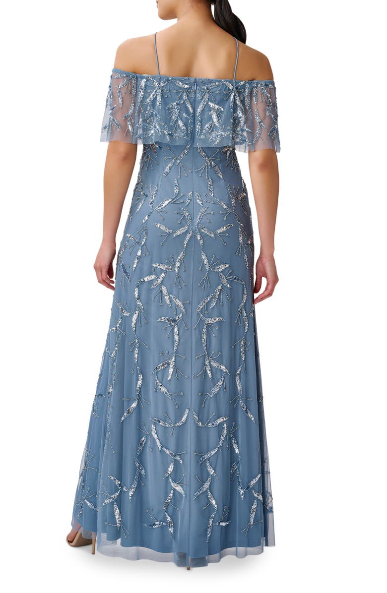 Aidan Mattox by Adrianna Papell Sequin Beaded Cold Shoulder Gown, Alternate, color,