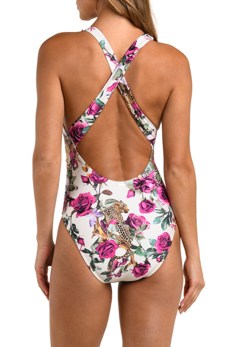 Rose Leopard One-Piece Swimsuit, Alternate, color, WHITE MULTI