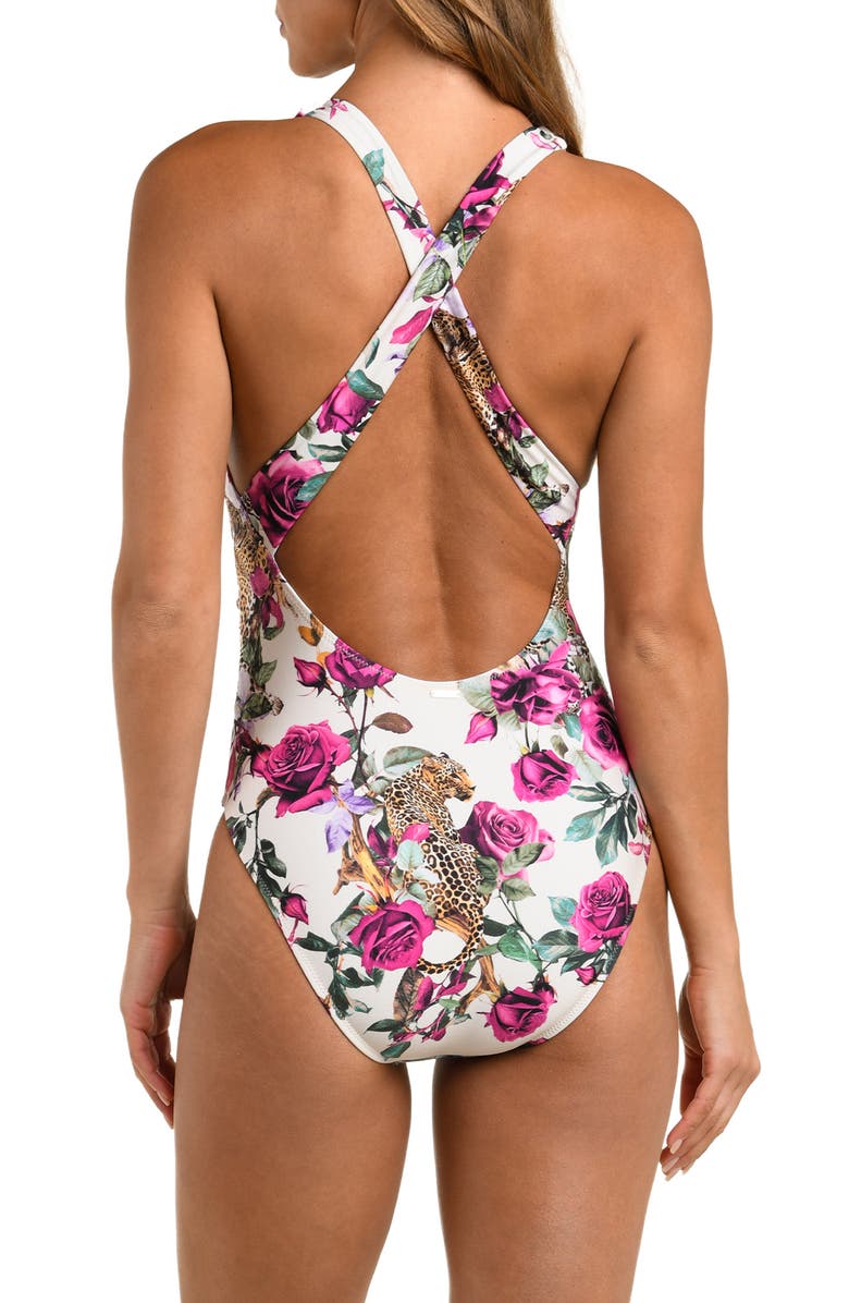 L'AGENCE Rose Leopard One-Piece Swimsuit, Alternate, color, White Multi