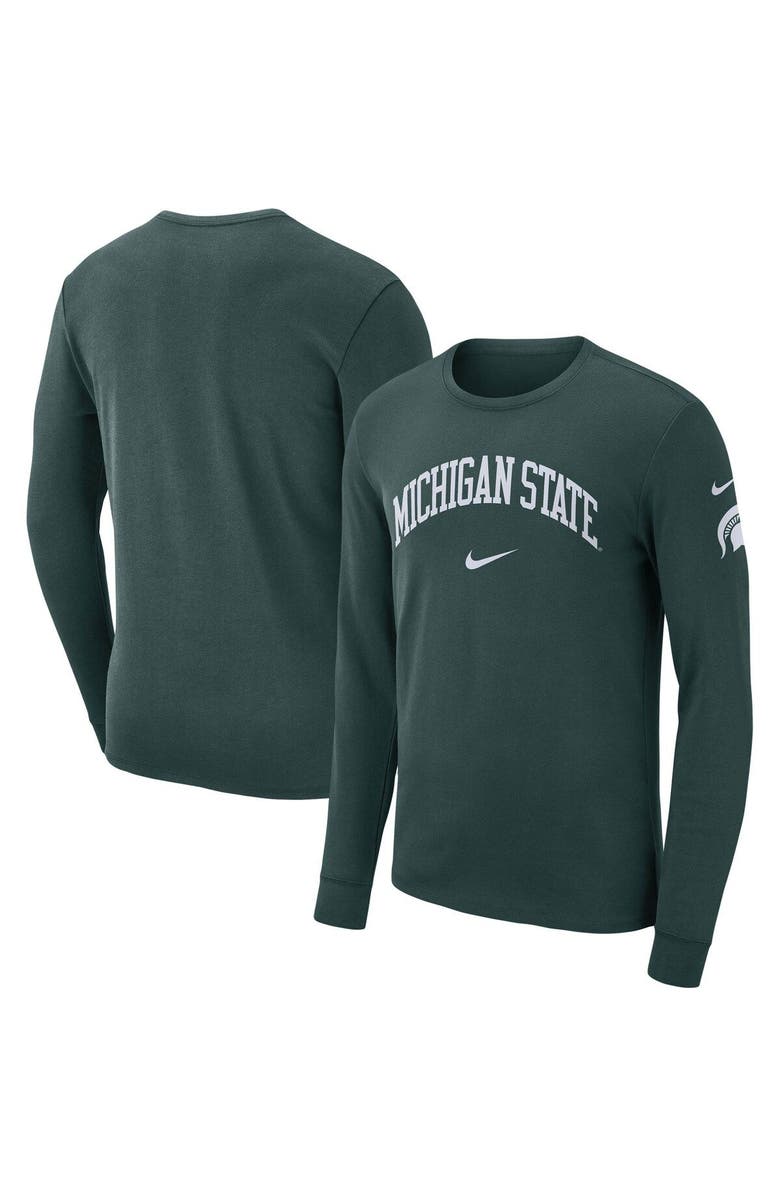Nike Men's Nike Green Michigan State Spartans Arch 2-Hit Long Sleeve T-Shirt, Alternate, color,
