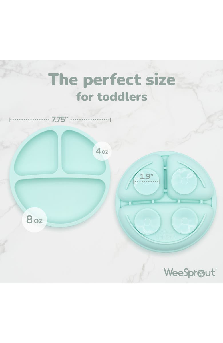 WeeSprout Suction Plates for Babies & Toddlers, 100% Silicone, Dinnerware Stays Put, 3 Pack, Alternate, color, Matte Blue/Dark Gray/Green