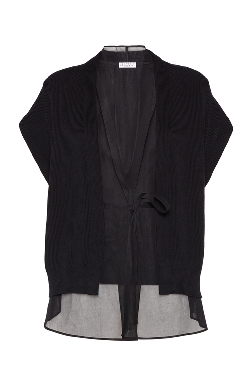 Brunello Cucinelli Layered Cardigan With Monili In Black