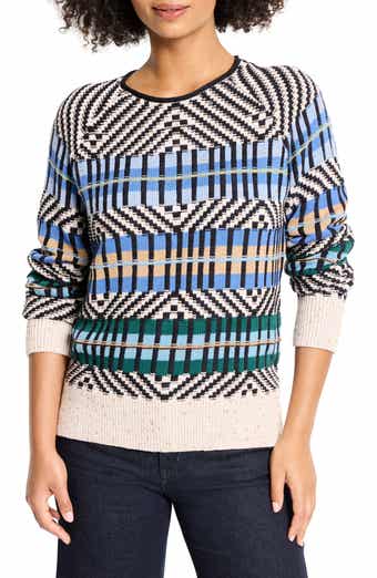 NIC+ZOE Graphic Stripe Cotton Blend Sweater