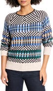 NIC+ZOE Graphic Stripe Cotton Blend Sweater