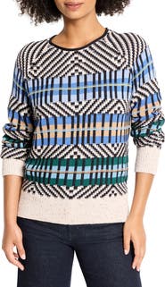 NIC+ZOE Graphic Stripe Cotton Blend Sweater