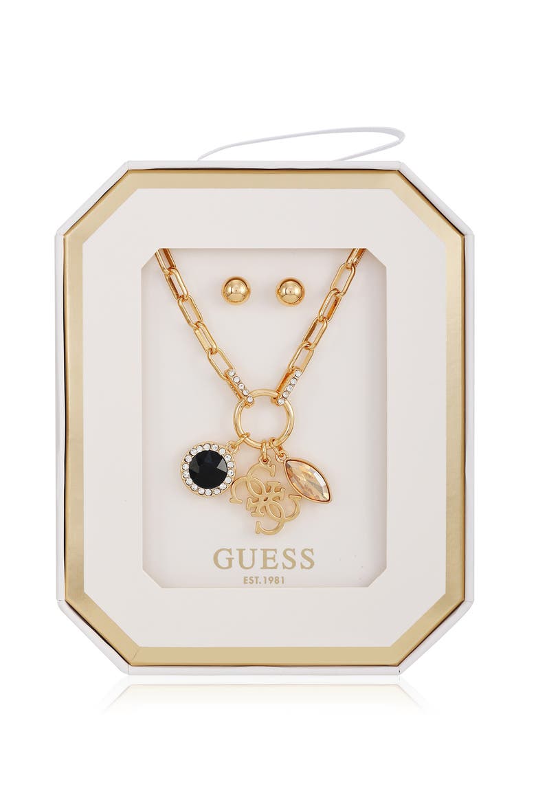 Charm Necklace & Stud Earrings Set, Main, color, GOLD