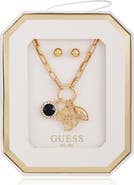 GUESS Charm Necklace & Stud Earrings Set