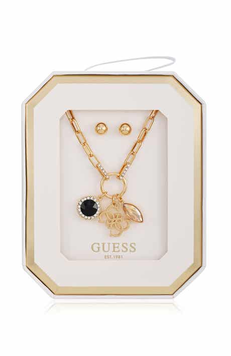 GUESS Charm Necklace & Stud Earrings Set