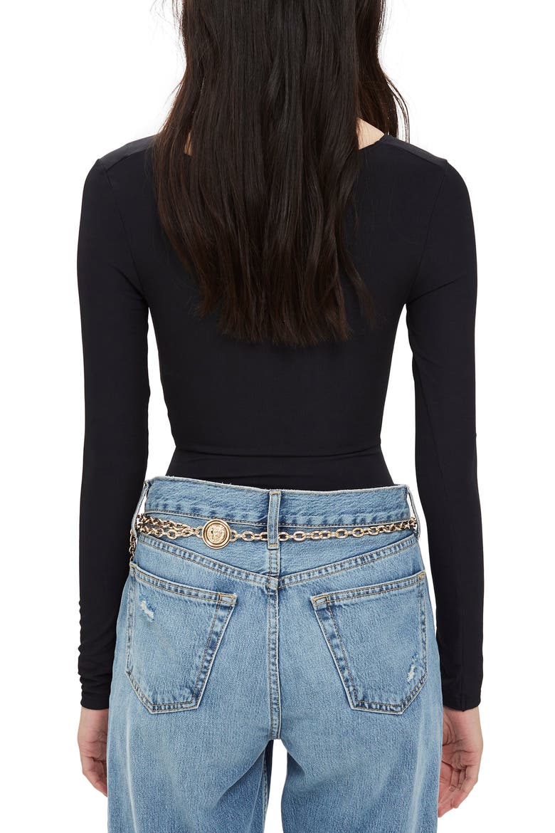 Twist Bodysuit, Alternate, color, BLACK