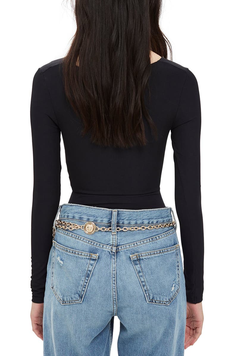 Topshop Twist Bodysuit, Alternate, color,