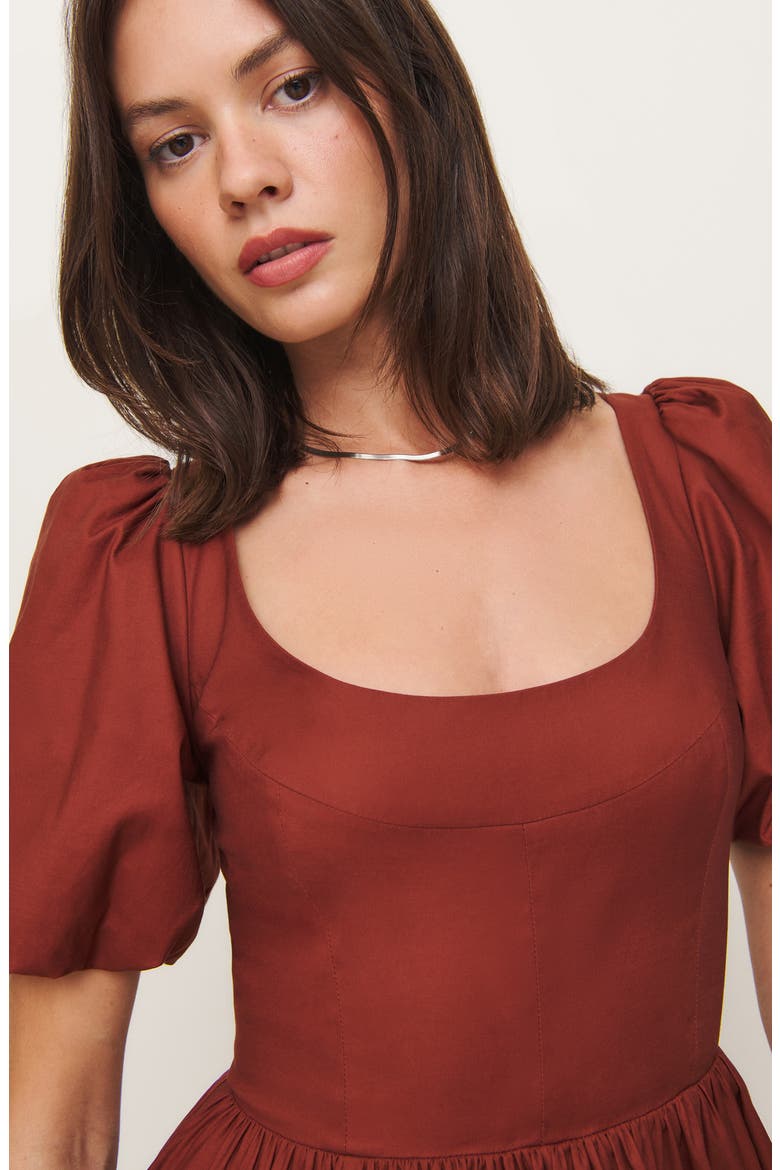 Everlyn Puff Sleeve Stretch Organic Cotton Maxi Dress, Alternate, color, FIG JAM