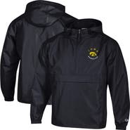 Champion Men's Champion  Black Iowa Hawkeyes Packable Hooded Windbreaker Half-Zip Jacket