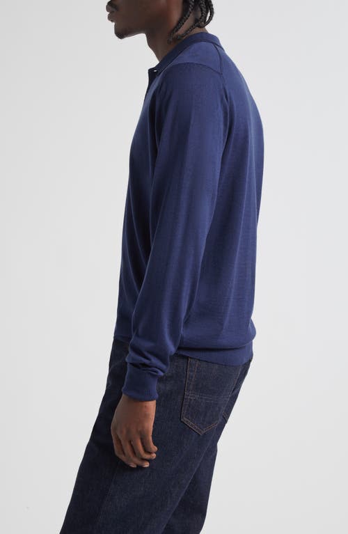 John Smedley Cotswold Wool Polo Sweater In Blue