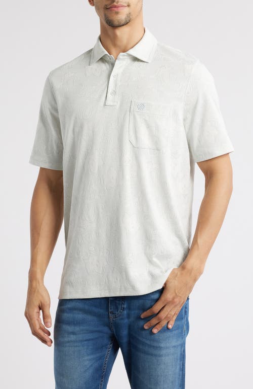Johnston & Murphy Paisley Jacquard Polo In Light Gray