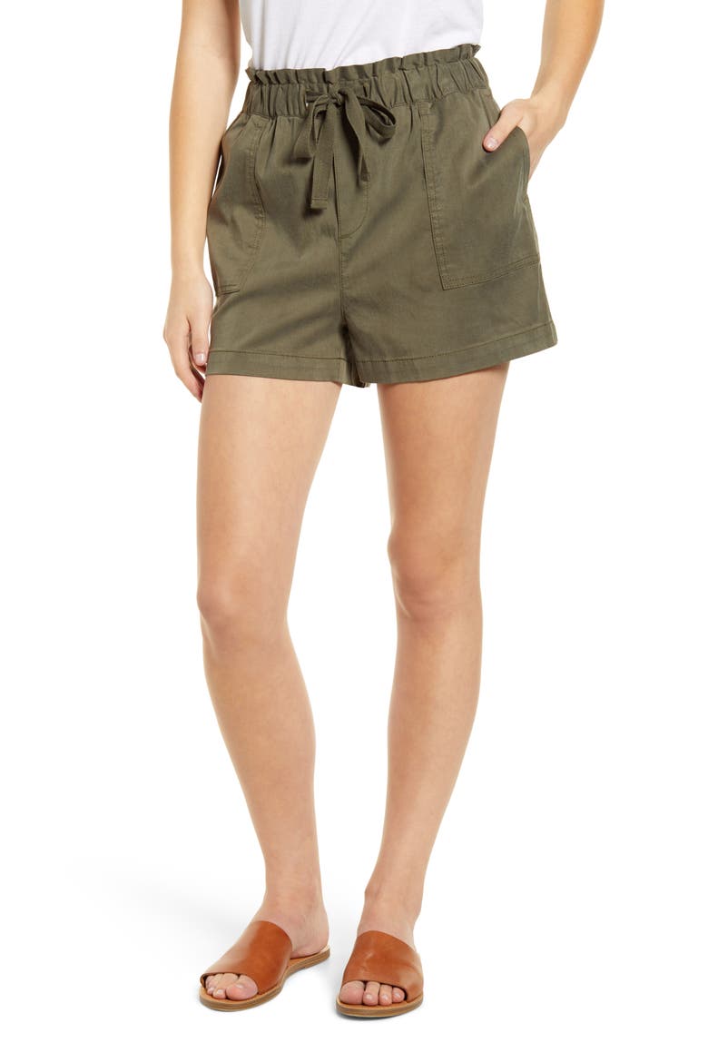 Tie Waist Shorts, Main, color, OLIVE SARMA