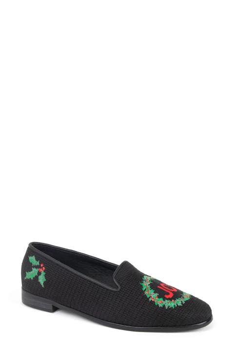 Joy Wreath Needlepoint Loafer (Women)