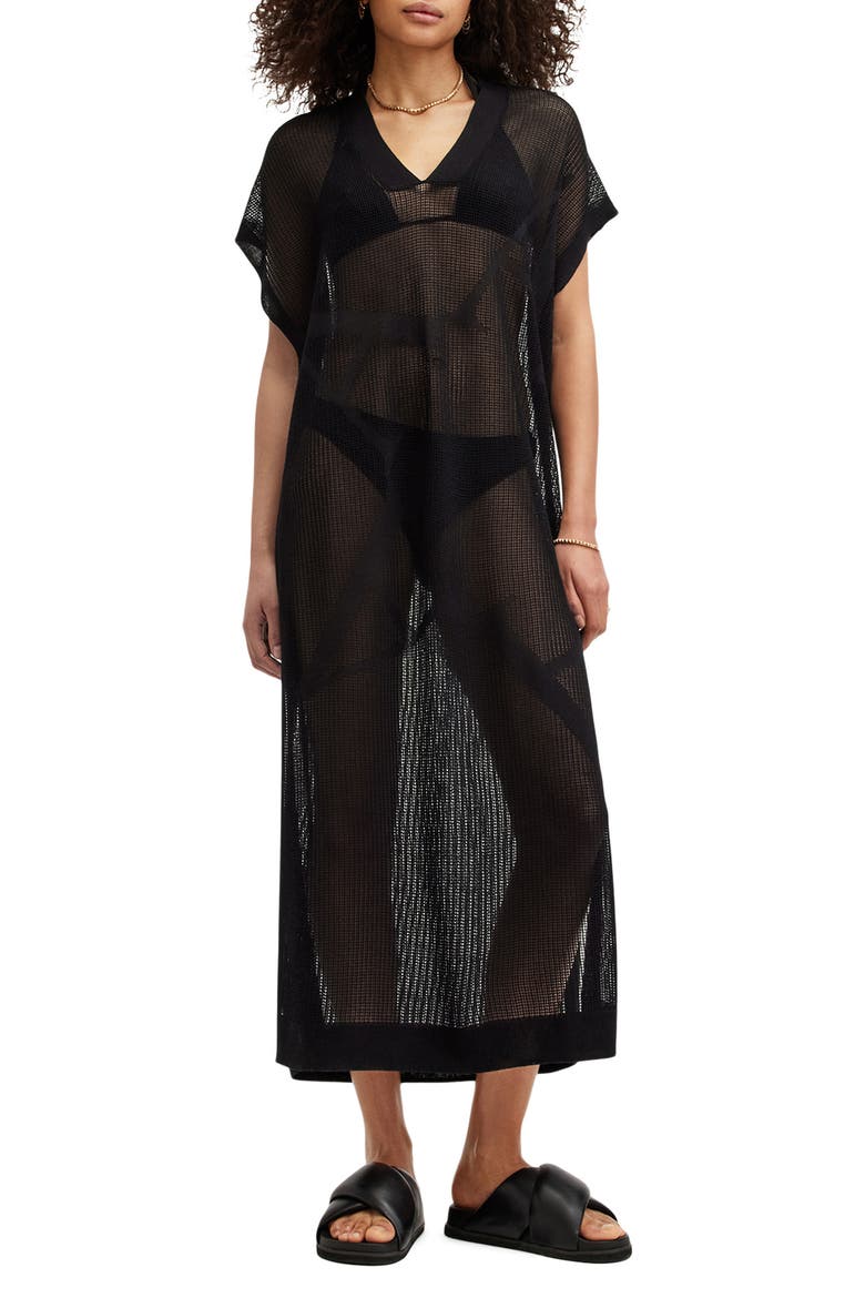 A Star Mesh Dress, Main, color, BLACK