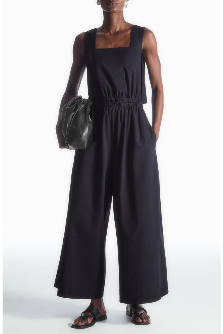 Cutout Back Sleeveless Wide Leg Jumpsuit, Main, color, BLUE DARK