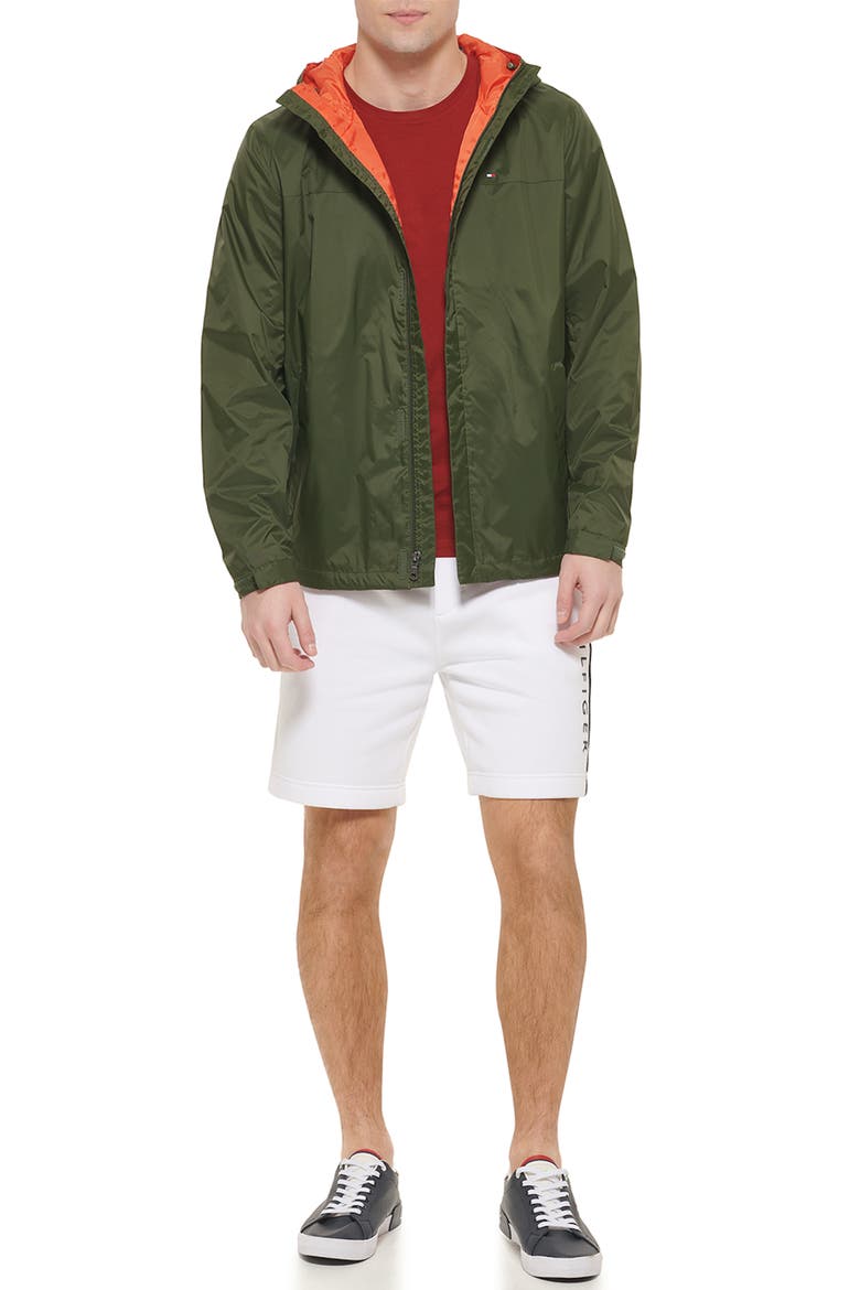 Nylon Rain Hoodie Jacket, Alternate, color, OLIVE