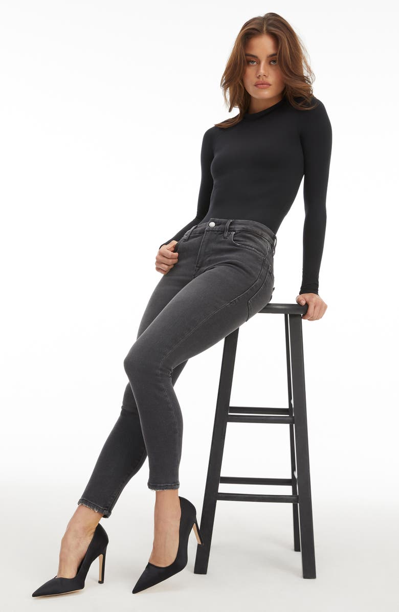 Good American Good Petite Chewed Skinny Jeans, Alternate, color,