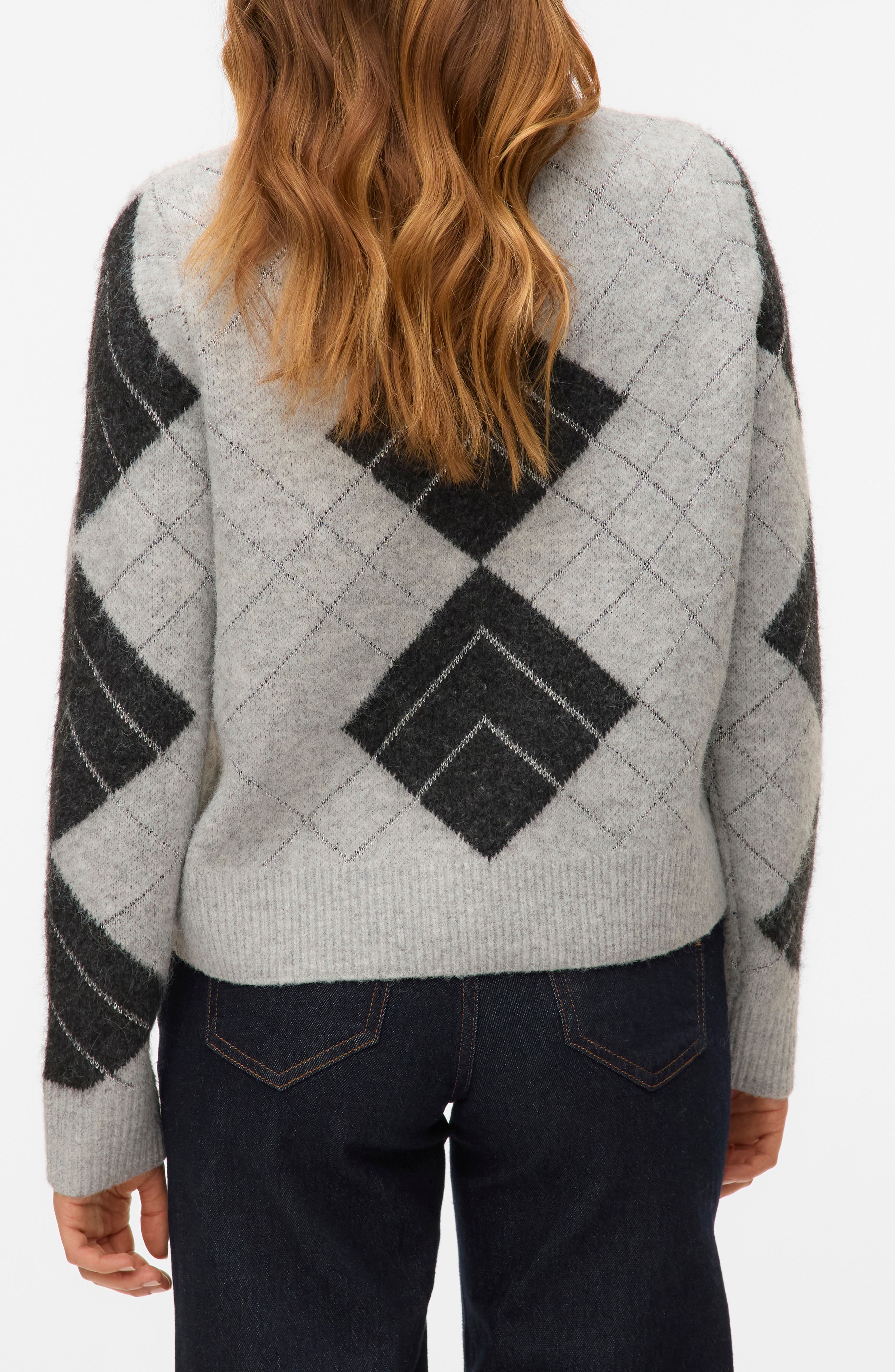 Dae Metallic Argyle Cardigan - image 2