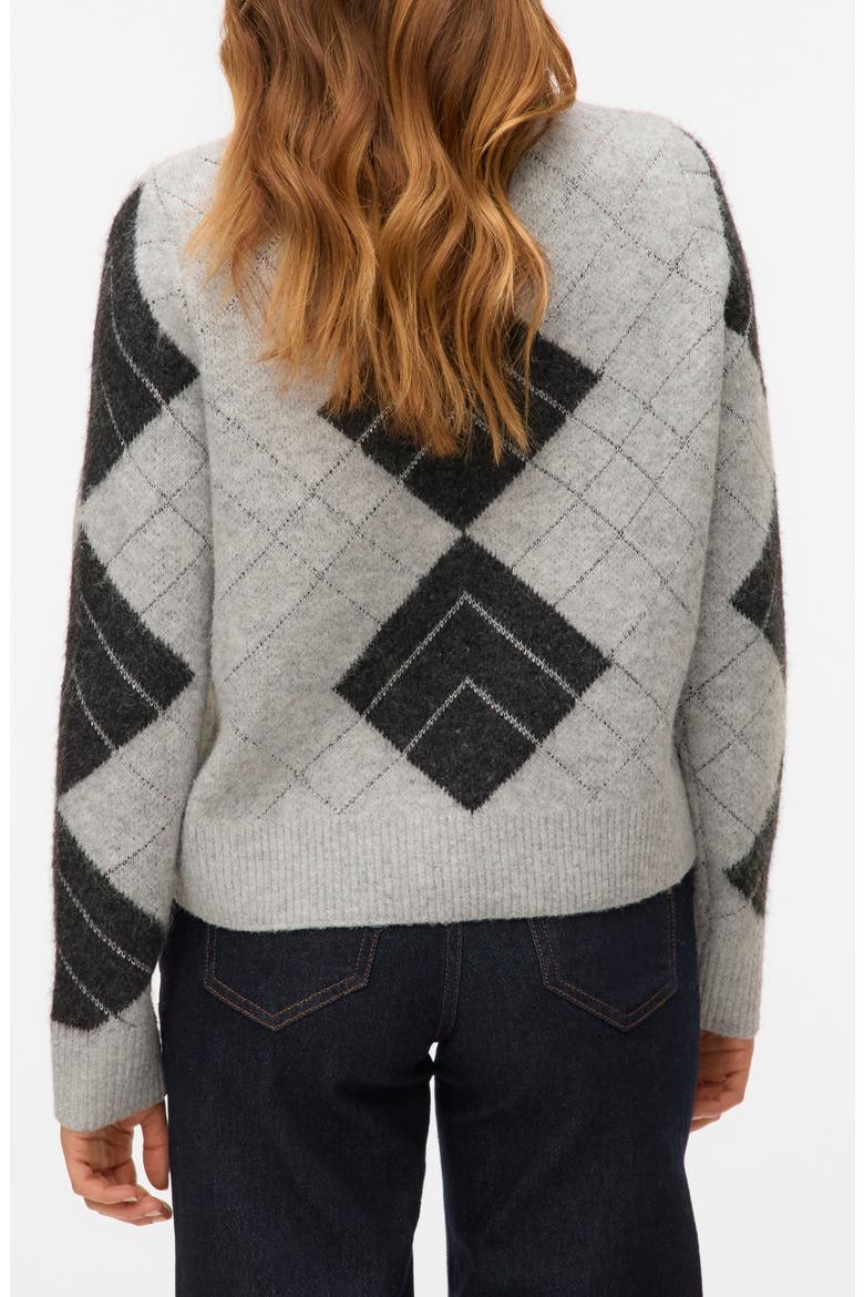 Dae Metallic Argyle Cardigan, Alternate, color, LIGHT GREY MELANGE