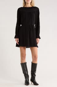 WAYF Lace Trim Long Sleeve Dress