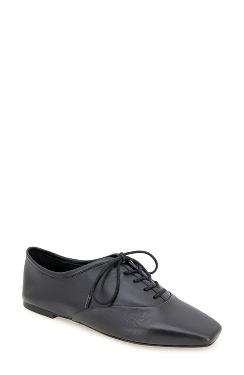 Kenneth Cole Justice Box Toe Lace Up Flat In Black Leather