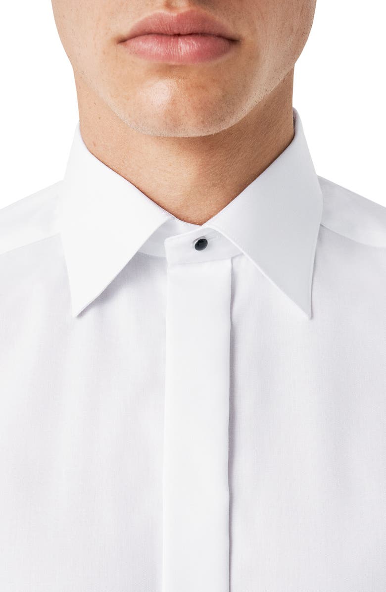 Eton White Cotton Twill Tuxedo Shirt, Alternate, color, White