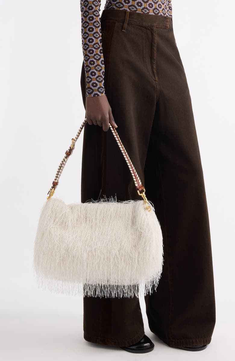 Dries Van Noten Fringe Clutch, Alternate, color, Ivory 6