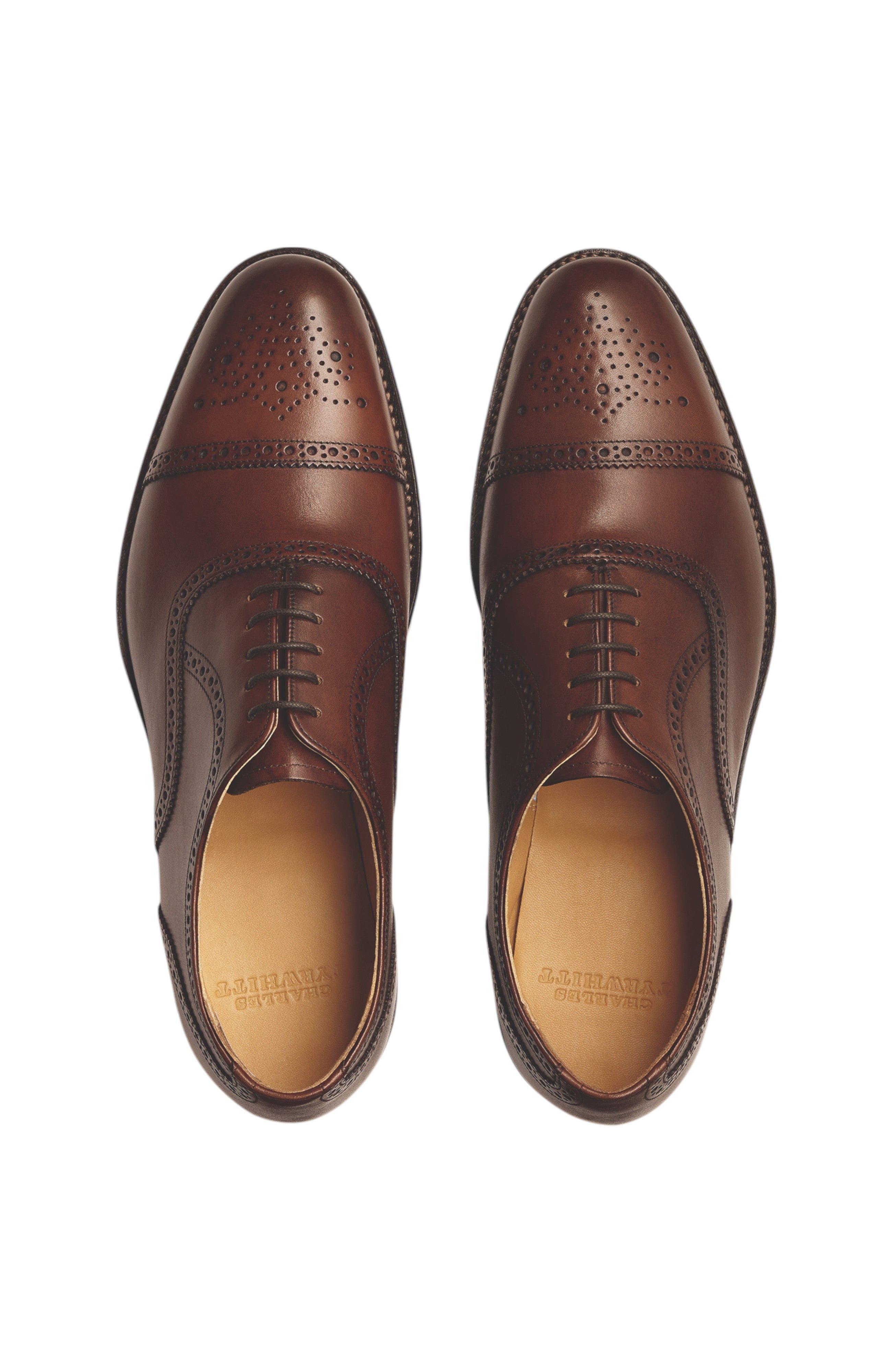 Leather Oxford Brogue Shoes, Alternate, color, Chestnut Brown