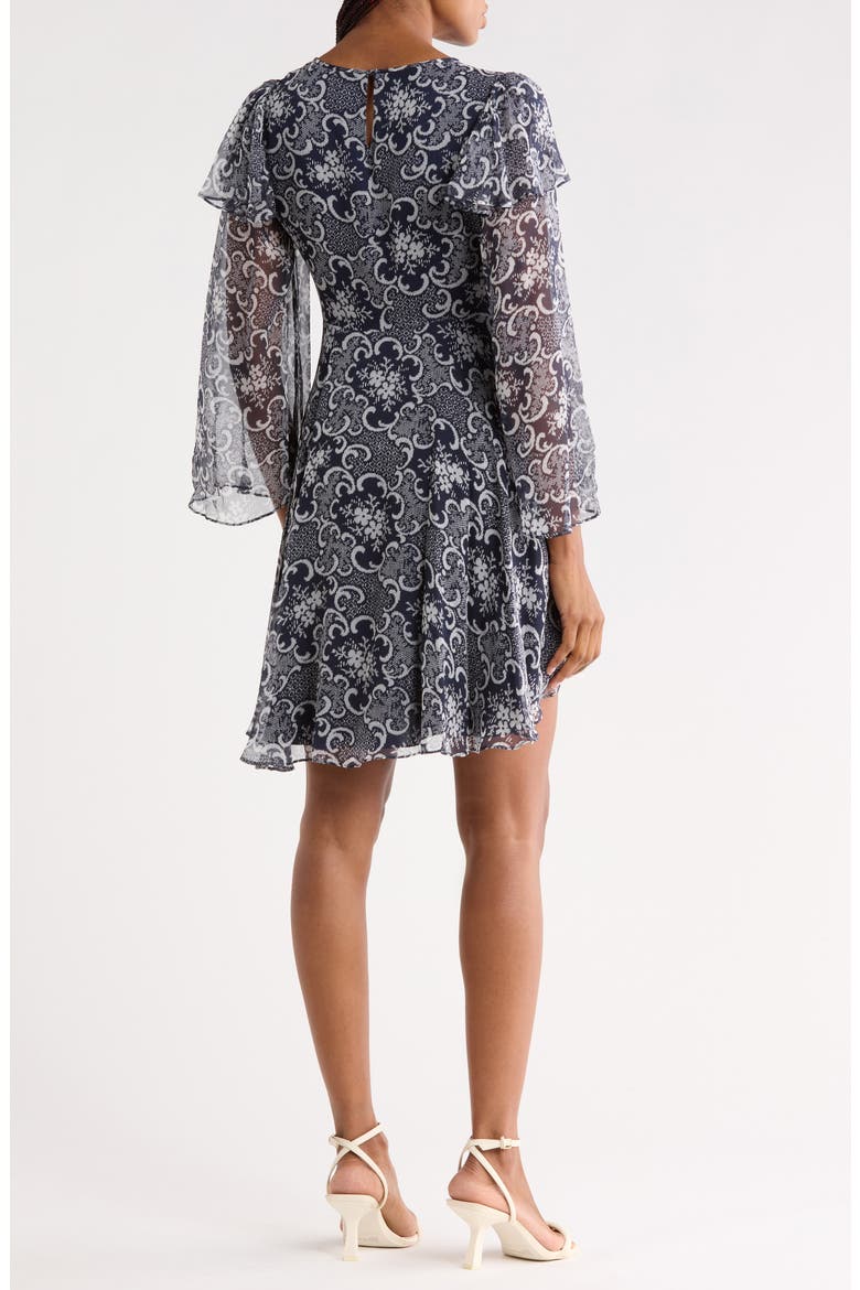 Rochelle Fleur Silk Minidress, Main, color, ROCHELLE FLEUR NAVY COMBO