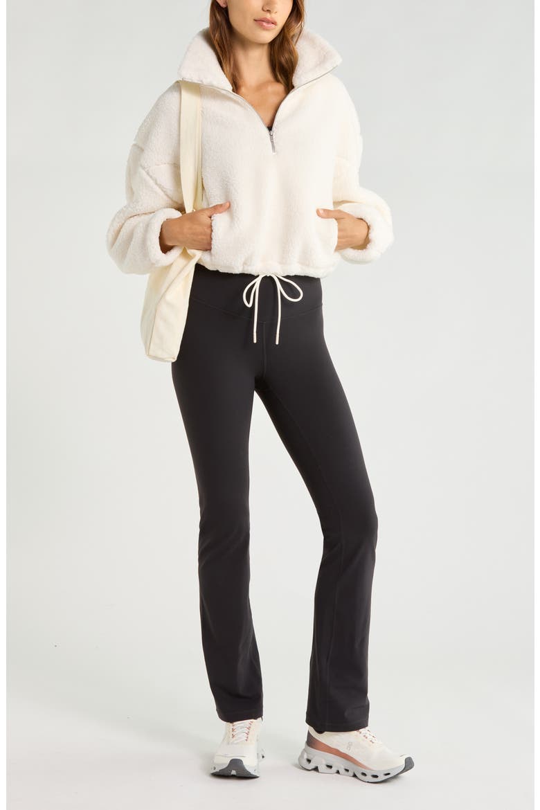 Faux Shearling Half Zip Pullover, Alternate, color, IVORY EGRET
