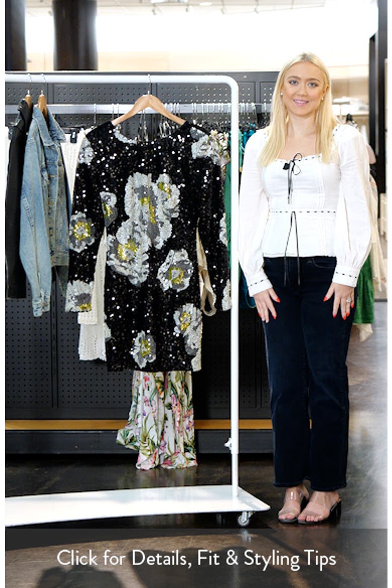 Nathalia Floral Sequin Long Sleeve Cocktail Minidress video