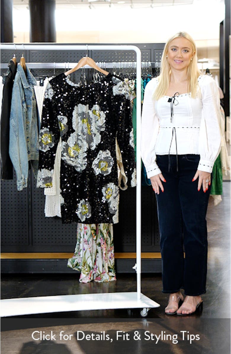 Nathalia Floral Sequin Long Sleeve Cocktail Minidress, sales video thumbnail