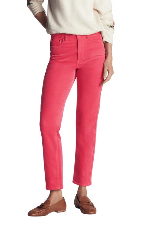 High Waist Corduroy Slim Straight Leg Jeans