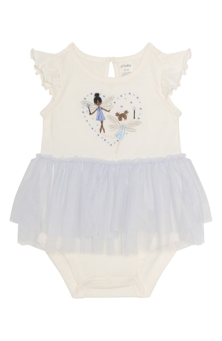 PL Baby by Petit Lem 4-Piece Dancer Tutu Bodysuit, Leggings, Socks & Headband Set, Alternate, color, Light Blue Fairies