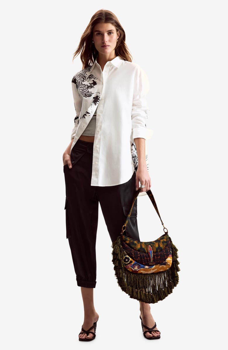 Desigual Oversize Cotton Poplin Button-Up Shirt, Alternate, color, White