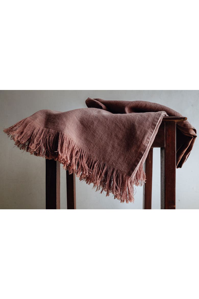 Throw Blanket with Fringe, Alternate, color, Brown
