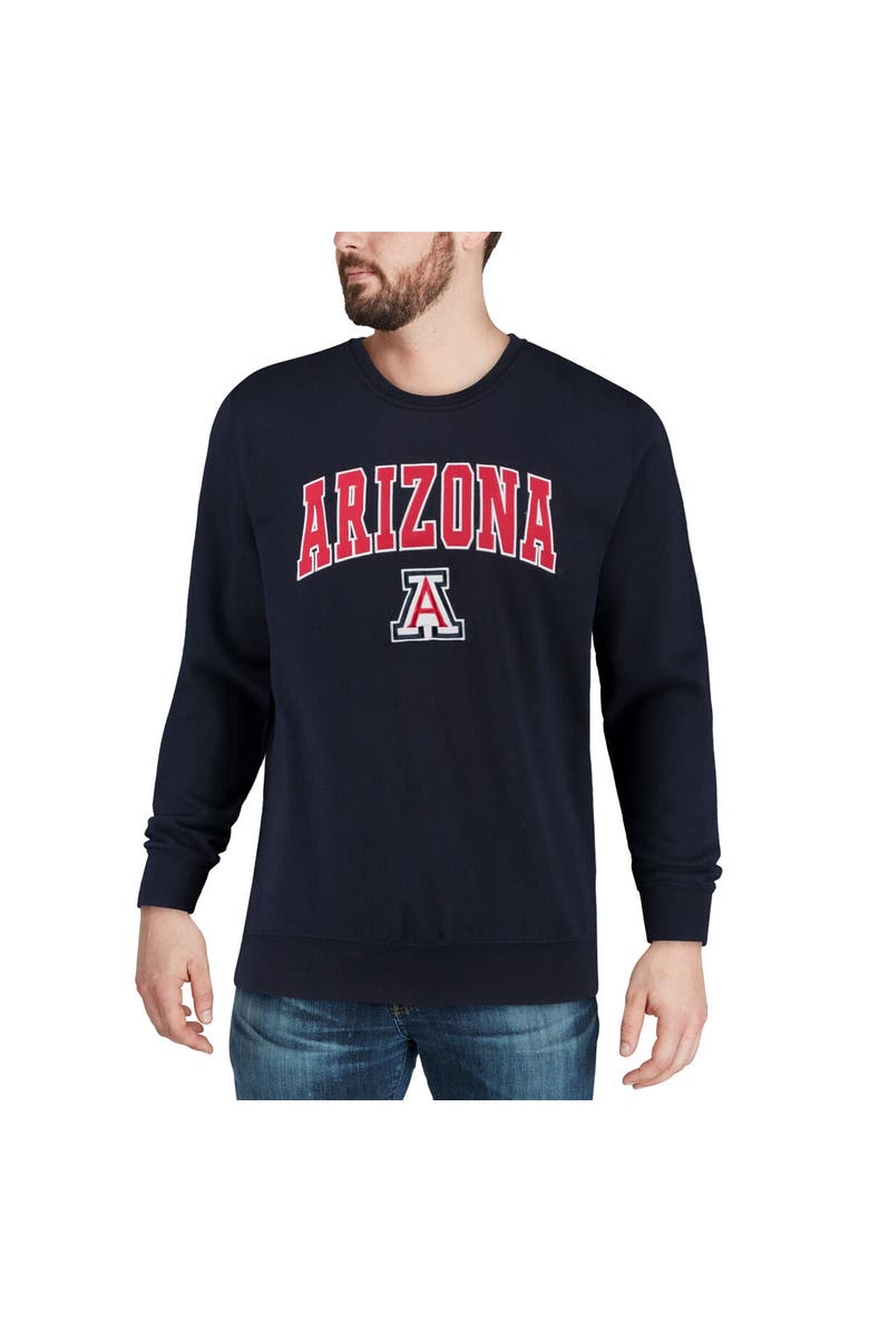 COLOSSEUM Men's Colosseum Navy Arizona Wildcats Arch & Logo Crew Neck Sweatshirt, Alternate, color, Navy