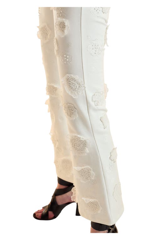 Cynthia Rowley Pop Floral Applique Pant In White