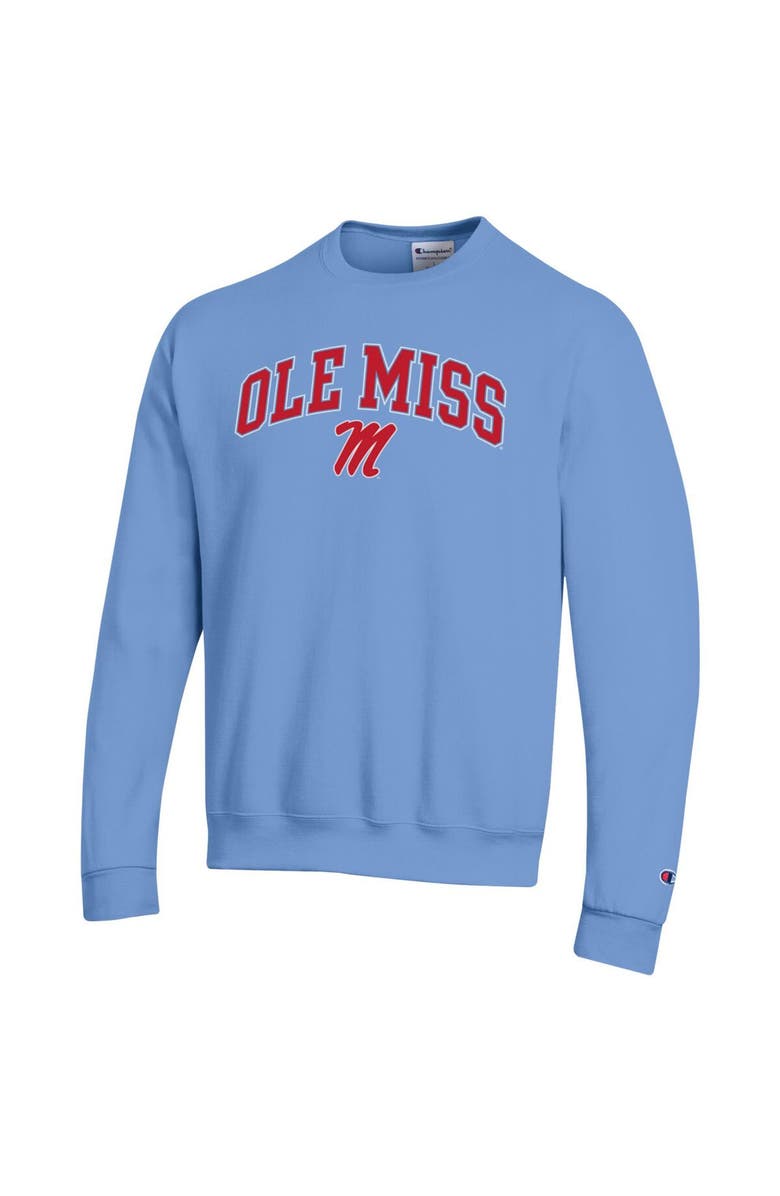 Champion Men's Champion Powder Blue Ole Miss Rebels Arch Over Logo Pullover Sweatshirt, Alternate, color, Powder Blue